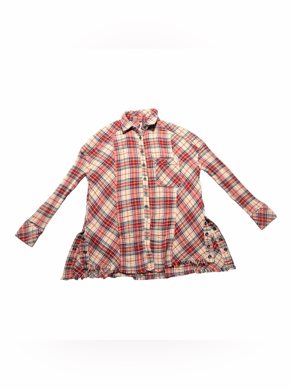 Free People Juniper Ridge plaid cotton gauze button-down shirt size XS